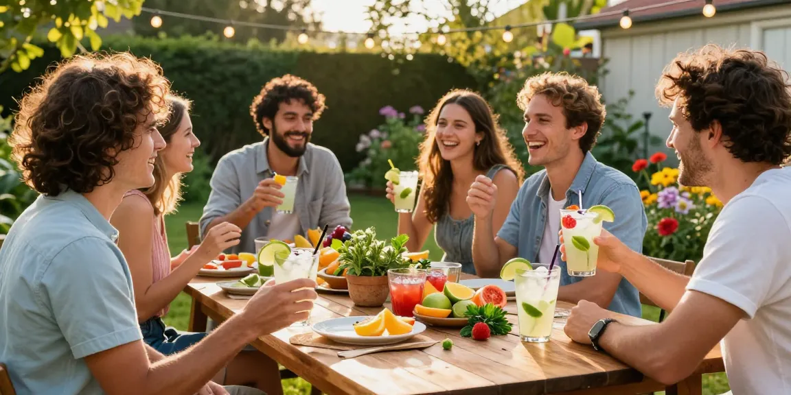 Refreshing lime rickey cocktails served at summer barbecue, capturing vibrant outdoor fun.