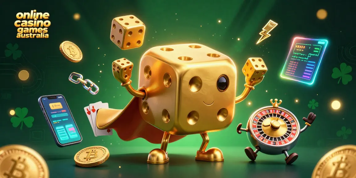 Engage with the vibrant world of online casino games Australia featuring playful dice and crypto elements.
