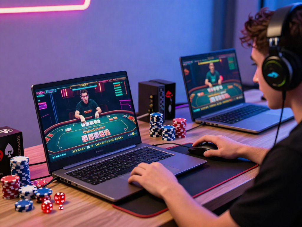 Live gaming session on https://ku88v1.com/ showcasing player interaction with a live dealer and premium gaming setup.